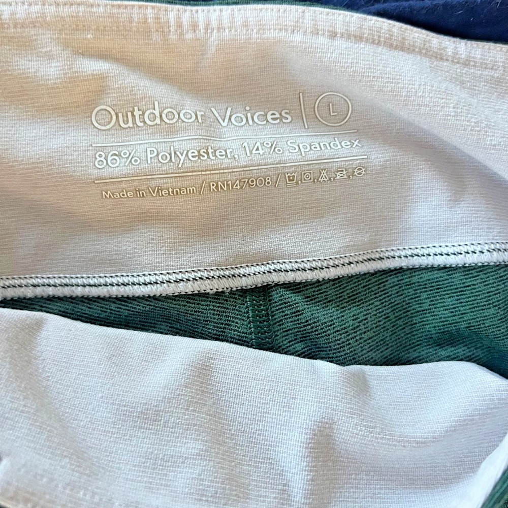 OUTDOOR VOICES WOMEN'S COLORBLOCK LEGGINGS GREEN BLUE WHITE STRETCH - Sz LARGE - Picture 5 of 5